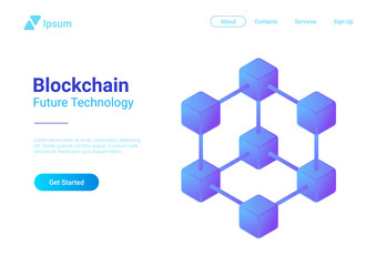Poster - Blockchain Technology Isometric vector. Block chain structure