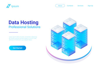 Poster - isometric flat data hosting servers vector illustration