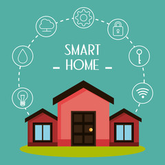 Poster - smart house with set services icons