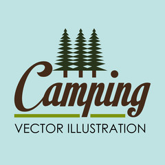 Wall Mural - camping wild life with forest scene