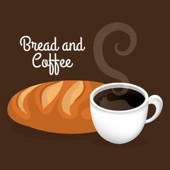 Wall Mural - delicious bread and coffee label