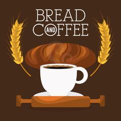 Wall Mural - delicious bread and coffee label