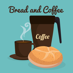 Canvas Print - delicious bread and coffee label