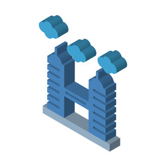 Poster - Building isometric right top view 3D icon