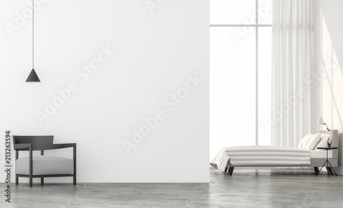Minimal Style Bedroom 3d Render There Are Concrete Floor