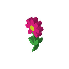 Canvas Print - Two Flowers In a Pot isometric right top view 3D icon