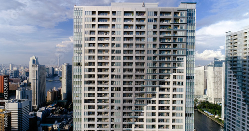 Plakat Tokio budynku w widoku z lotu ptaka