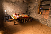 Simple Family Bedroom Of People In Hampi, India.