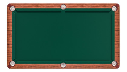 Poster - Empty green billiard table, top view. 3D rendering