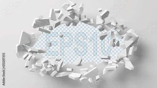 Fotografía vector illustration of exploding wall with free area on center for any object or