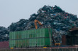 Hamburg, Deutschland - 23. Februar 2014:  Blick auf Bulk Cargo Terminal der Eurpean Metal Recycling im Roßhafen Hamburg bei bedecktem Himmel.
