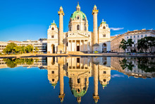 Karlskirche Church Of Vienna Reflection View
