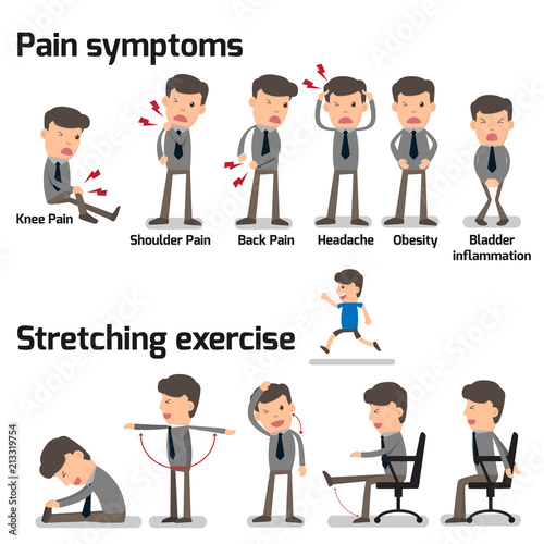 Fotografía Business man have office syndrome symptoms and effect to organs infographics