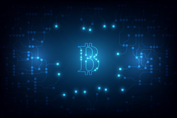 Poster - digital bitcoin crypto currency vector background. Bitcoin vector illustration background
