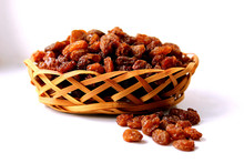 Small Basket Of Dried Grape Brown Raisins