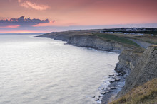 
Spectacular Sunset Over Dunraven Bay, On The Coast Of South Wales, UK. Dunraven Bay Is Also Know As Southerndown And Featured As Bad Wolf Bay In The Science Fiction Series Of Dr Who