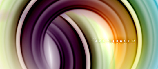 Aufkleber - Rainbow fluid color line abstract background - swirl and circles, twisted liquid colours design, colorful marble or plastic wavy texture backdrop, multicolored template for business or technology
