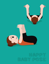 Yoga Happy Baby Pose Cartoon Vector Illustration