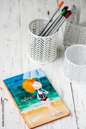 Fotografie, Obraz Holder for pens and pencils on a white background