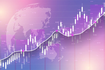 Poster - Stock market and exchange. Business Candle stick graph chart of stock market investment trading. Stock market data. Bullish point, Trend of graph. Vector illustration.