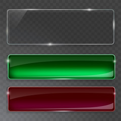 Wall Mural - glass plates set. vector glass banners on transparent background.