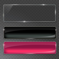 Wall Mural - glass plates set. vector glass banners on transparent background.