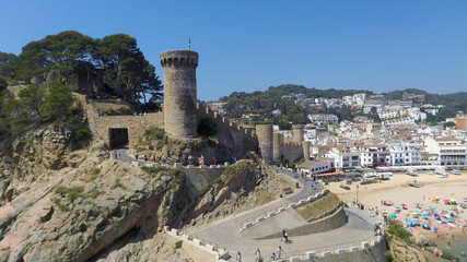 Sticker - Aerial view of Mediterranean town Tossa De Mar, Costa Brava, Spain