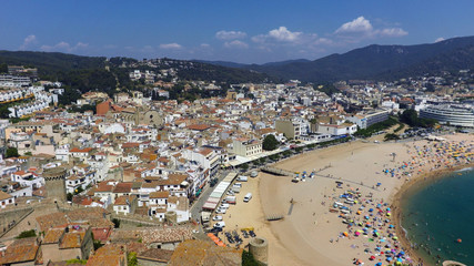 Sticker - Aerial view of Mediterranean town Tossa De Mar, Costa Brava, Spain