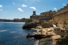 A View Of The Embankments Of The City Of Valletta. Malta.
