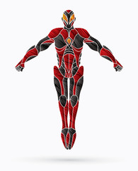 Superhero robot action, Cartoon superhero graphic vector.