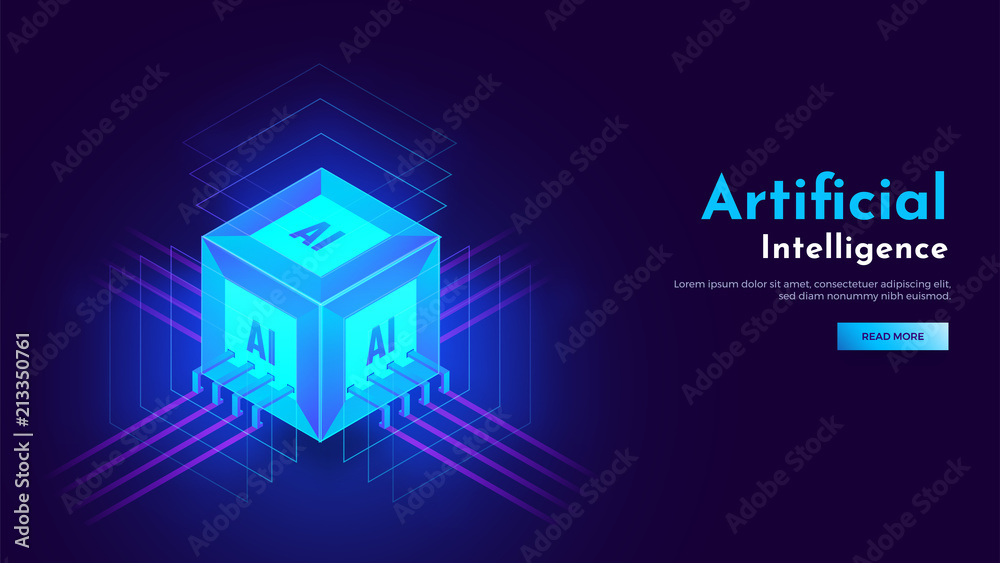 Responsive landing page design with 3D isometric illustration of a ...
