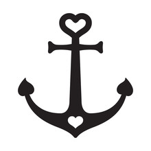 Anchor Vector Icon Boat Helm Heart Logo Nautical Maritime Valentine Ocean Sea Illustration Symbol Graphic