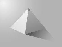 A Big White Pyramid With Shade In Gray Background