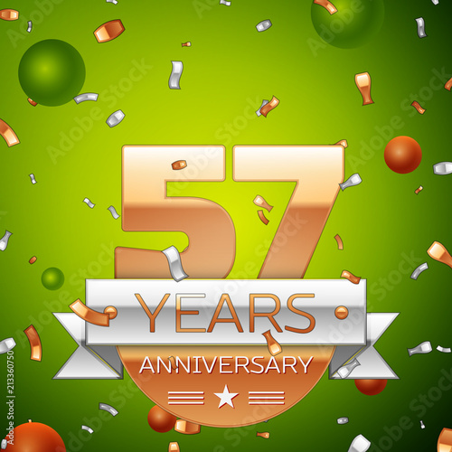 Fotografie, Obraz Realistic Fifty seven Years Anniversary Celebration design banner