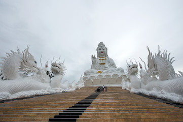 Wall Mural - The beautiful big Guan yin statue at Wat Hyua Pla Kang, Chiang Rai, Thailand