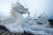 Beautiful White Dragon At Wat Hyua Pla Kang, Chiang Rai, Thailand