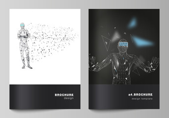 Aufkleber - the vector layout of a4 format modern cover mockups design templates for brochure, magazine, flyer, 