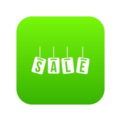 Poster - Hanging sales tags icon digital green for any design isolated on white vector illustration