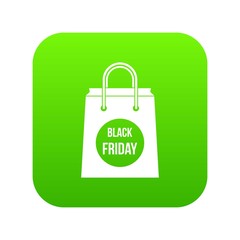 Poster - Black Friday shopping bag icon digital green for any design isolated on white vector illustration