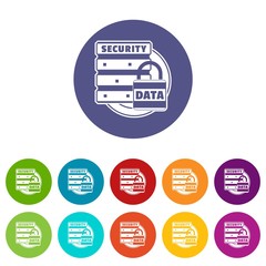 Poster - Lock data security icons color set vector for any web design on white background