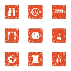 Poster - Scene of action icons set. Grunge set of 9 scene of action vector icons for web isolated on white background