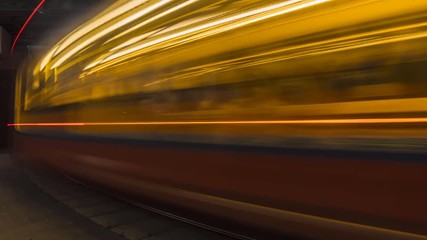 Wall Mural - The movement of trams on the bend of the road, time lapse