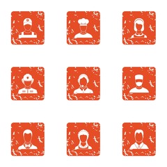 Poster - Shoulder icons set. Grunge set of 9 shoulder vector icons for web isolated on white background
