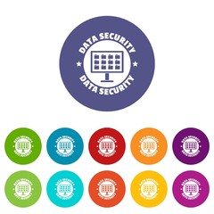 Poster - Pc data security icons color set vector for any web design on white background