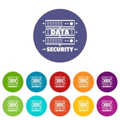 Poster - Server data security icons color set vector for any web design on white background