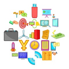 Poster - Outsourcing icons set. Cartoon set of 25 outsourcing vector icons for web isolated on white background