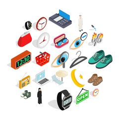 Poster - Brand name icons set. Isometric set of 25 brand name vector icons for web isolated on white background
