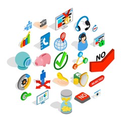 Poster - Business pay icons set. Isometric set of 25 business pay vector icons for web isolated on white background
