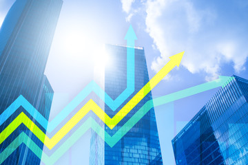 Financial growth arrows graph. Investment and trading concept.