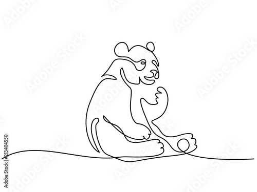 Continuous one line drawing. Panda bear symbol. Logo of the panda ...